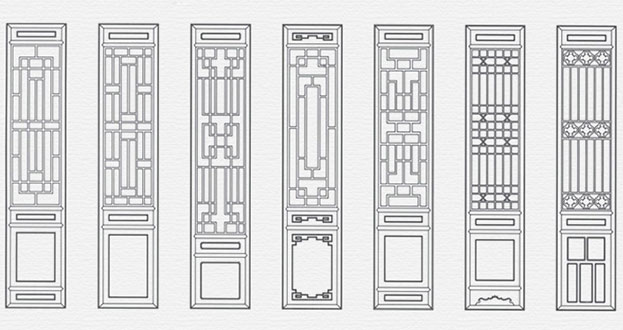 碑林常用中式仿古花窗图案隔断设计图